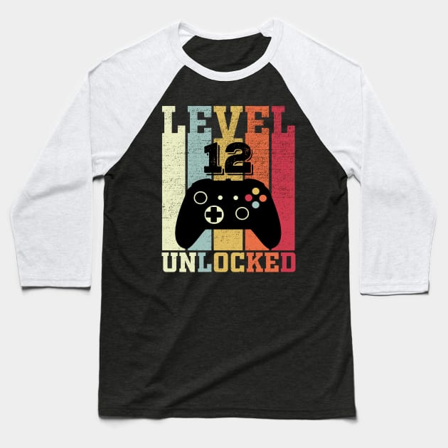 Level 12 Unlocked Funny Video Gamer 12th Birthday Gift Baseball T-Shirt by DragonTees